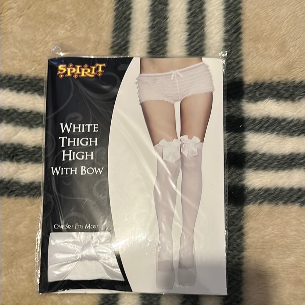 Spirit White Thigh High Stockings with Bow